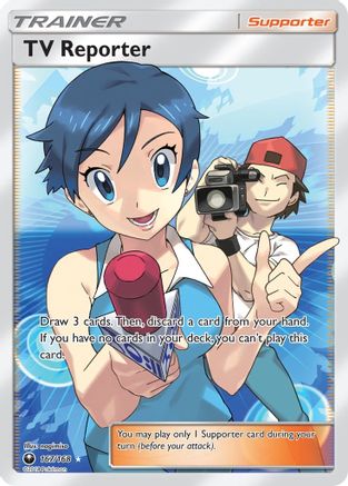 TV Reporter (Full Art) 167/168 - SM  Celestial Storm Holofoil - for just $22.50! 