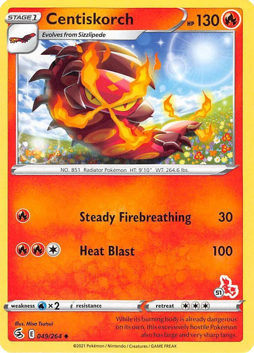 Centiskorch (49/264) (Cinderace Stamp #51) [Battle Academy 2022] - for just $0.10! 