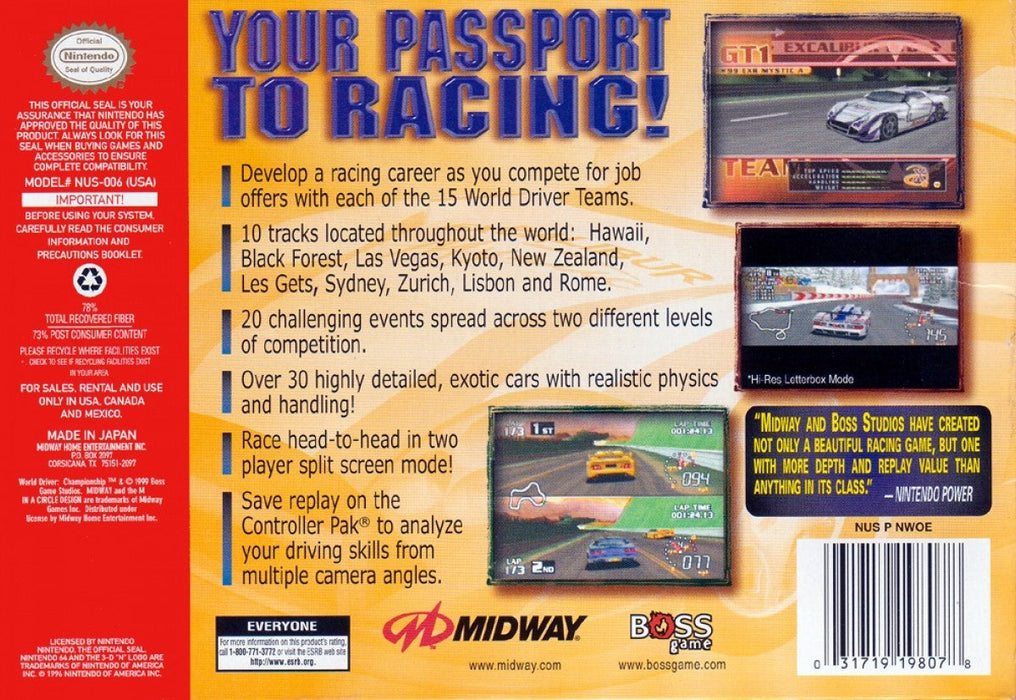 World Driver Championship – Nintendo 64 (N64) - for just $12.99! 