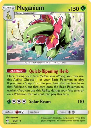 Meganium 008/214 - SM  Lost Thunder Reverse Holofoil - for just $3.33! 
