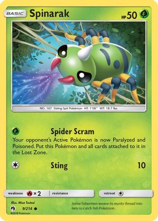 Spinarak 009/214 - SM  Lost Thunder - for just $0.08! 