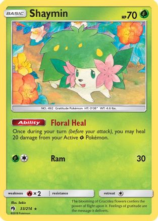 Shaymin 033/214 - SM  Lost Thunder Reverse Holofoil - for just $1.35! 