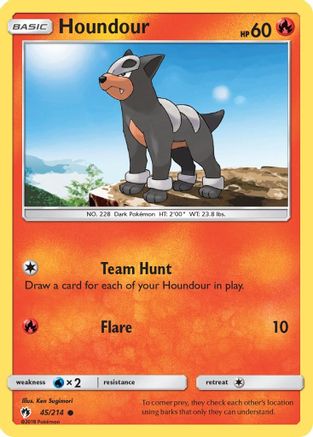 Houndour 045/214 - SM  Lost Thunder Reverse Holofoil - for just $0.23! 
