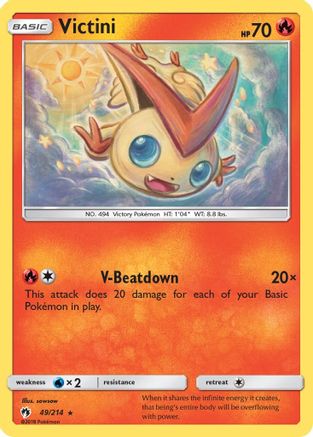 Victini 049/214 - SM  Lost Thunder Reverse Holofoil - for just $0.30! 