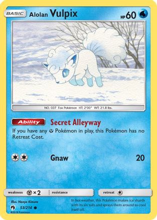 Alolan Vulpix 053/214 - SM  Lost Thunder Reverse Holofoil - for just $1.40! 