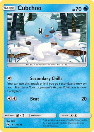 Cubchoo 061/214 - SM  Lost Thunder Reverse Holofoil - for just $0.20! 