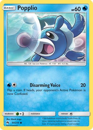 Popplio 064/214 - SM  Lost Thunder Reverse Holofoil - for just $0.15! 