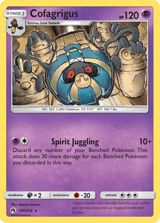 Cofagrigus 100/214 - SM  Lost Thunder Reverse Holofoil - for just $0.72! 