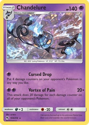 Chandelure 103/214 - SM  Lost Thunder Reverse Holofoil - for just $1.15! 