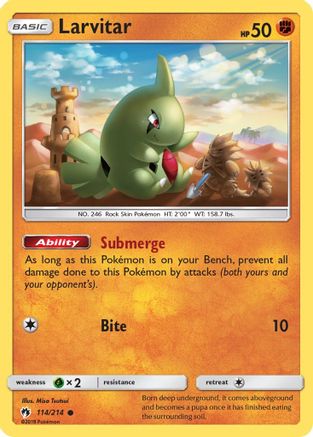 Larvitar 114/214 - SM  Lost Thunder Reverse Holofoil - for just $0.07! 