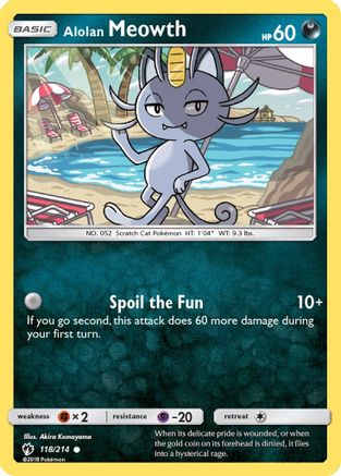 Alolan Meowth 118/214 - SM  Lost Thunder Reverse Holofoil - for just $0.33! 