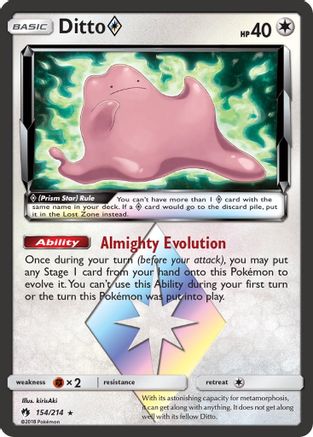Ditto Prism Star 154/214 - SM  Lost Thunder Holofoil - for just $6.29! 