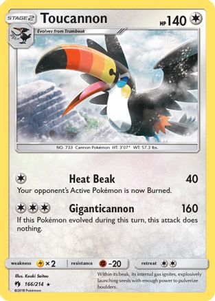 Toucannon 166/214 - SM  Lost Thunder Reverse Holofoil - for just $0.33! 