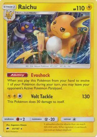 Raichu (41/147) (Cosmos Holo) [Sun & Moon: Burning Shadows] - for just $2.50! 