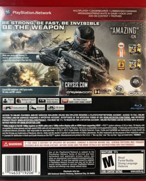 Crysis 2 [Greatest Hits] – PlayStation 3 (PS3) - for just $5.99! 