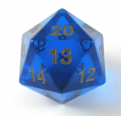 55mm Transparent D20 (Sapphire w/ Gold) Spin-Down Die - Just $15! Shop now at Retro Gaming of Denver