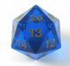 55mm Transparent D20 (Sapphire w/ Gold) Spin-Down Die - Just $15! Shop now at Retro Gaming of Denver