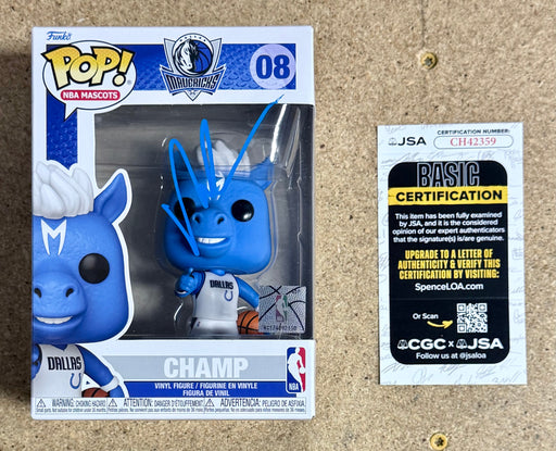 Mark Cuban Signed NBA Dallas Mavericks Mascot Champ Funko Pop! #08 With JSA COA - for just $225! 