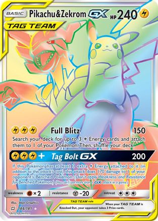 Pikachu & Zekrom GX (Secret) 184/181 - SM  Team Up Holofoil - for just $80.98! 