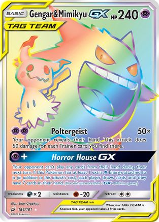 Gengar & Mimikyu GX (Secret) 186/181 - SM  Team Up Holofoil - for just $122.22! 
