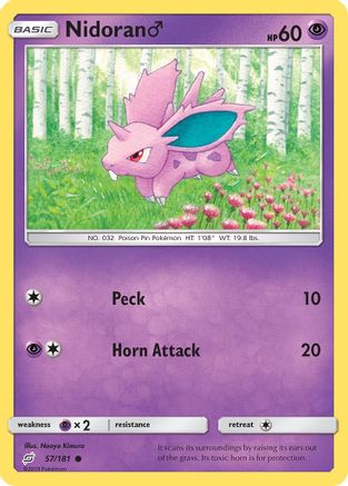 Nidoran M 057/181 - SM  Team Up Reverse Holofoil - for just $0.25! 