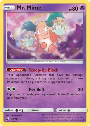 Mr. Mime 066/181 - SM  Team Up Reverse Holofoil - for just $0.90! 