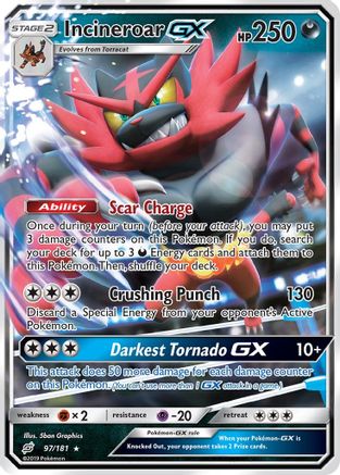 Incineroar GX 097/181 - SM  Team Up Holofoil - for just $1.25! 