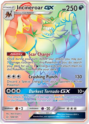 Incineroar GX (Secret) 188/181 - SM  Team Up Holofoil - for just $5.55! 