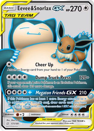 Eevee & Snorlax GX (Full Art) 171/181 - SM  Team Up Holofoil - for just $54.99! 