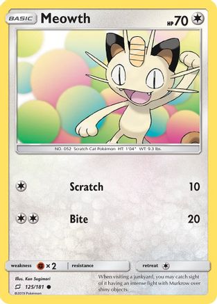 Meowth 125/181 - SM  Team Up Reverse Holofoil - for just $0.25! 
