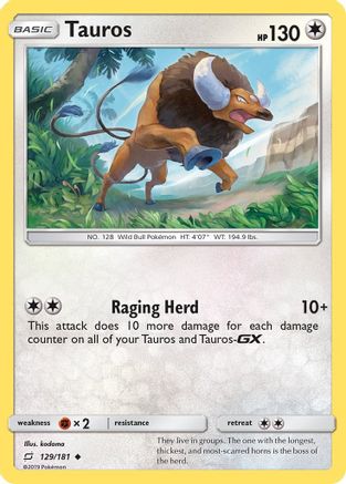 Tauros 129/181 - SM  Team Up Reverse Holofoil - for just $0.14! 