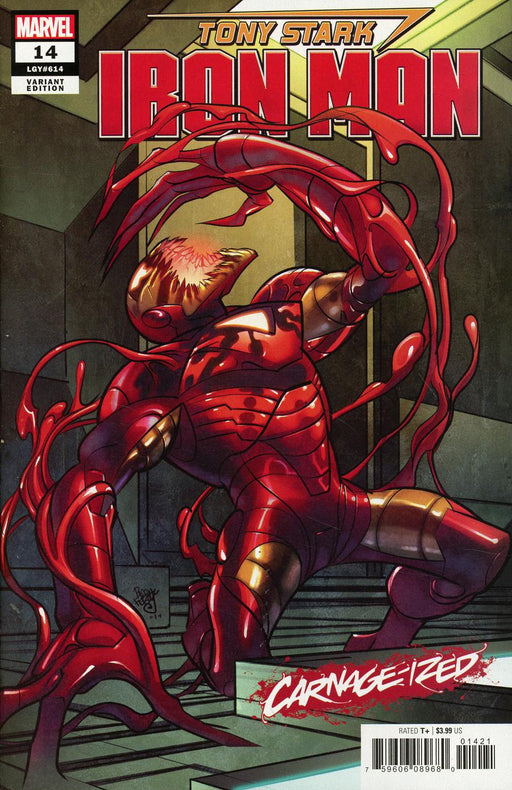 TONY STARK IRON MAN #14 FERRY CARNAGE-IZED VAR (07/24/2019) - for just $3.99! 