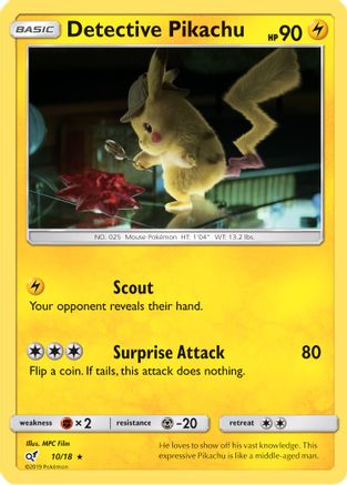 Detective Pikachu 010/18 - Detective Pikachu Holofoil - for just $2.24! 