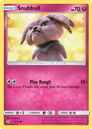 Snubbull (Holo Common) 015/18 - Detective Pikachu Holofoil - for just $0.20! 