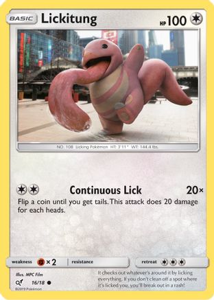 Lickitung (Holo Common) 016/18 - Detective Pikachu Holofoil - for just $0.13! 