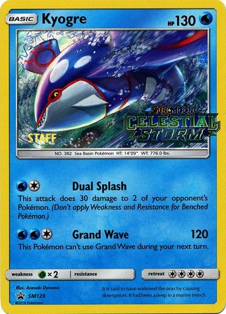 Kyogre (SM129) (Staff Prerelease Promo) [Sun & Moon: Black Star Promos] - Just $24.15! Shop now at Retro Gaming of Denver