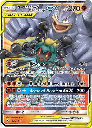 Marshadow & Machamp GX 082/214 - SM  Unbroken Bonds Holofoil - for just $8.70! 