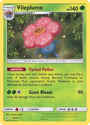 Vileplume 008/214 - SM  Unbroken Bonds Holofoil - for just $0.33! 