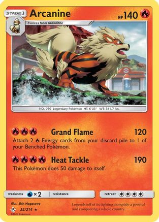 Arcanine 022/214 - SM  Unbroken Bonds Reverse Holofoil - for just $1.50! 