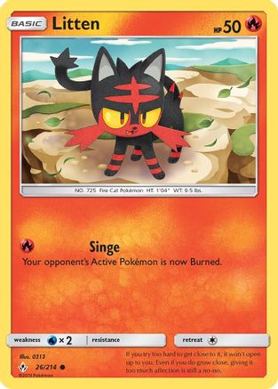 Litten 026/214 - SM  Unbroken Bonds Reverse Holofoil - for just $0.20! 