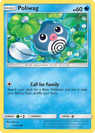 Poliwag 037/214 - SM  Unbroken Bonds Reverse Holofoil - for just $0.23! 
