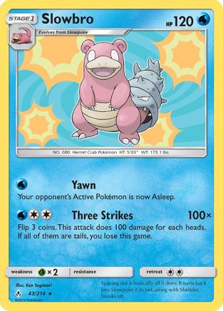 Slowbro 043/214 - SM  Unbroken Bonds Reverse Holofoil - for just $1! 