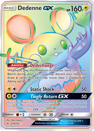Dedenne GX (Secret) 219/214 - SM  Unbroken Bonds Holofoil - for just $18! 