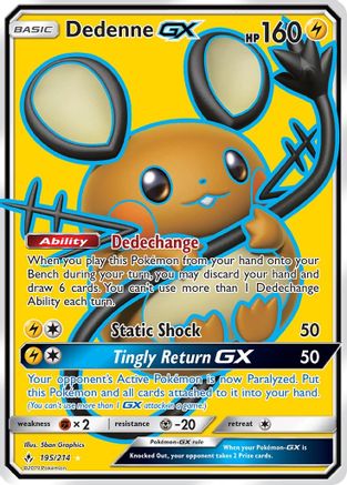 Dedenne GX (Full Art) 195/214 - SM  Unbroken Bonds Holofoil - for just $8.99! 
