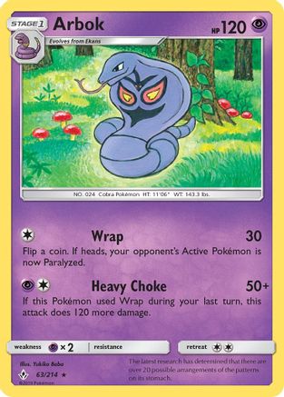 Arbok 063/214 - SM  Unbroken Bonds - for just $0.32! 