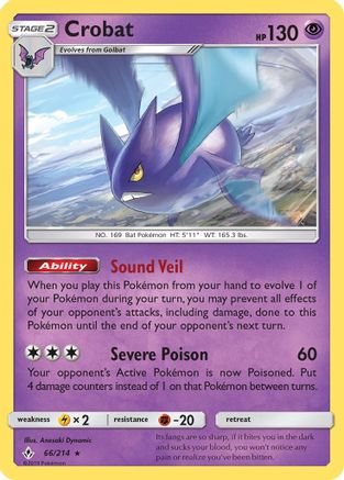 Crobat 066/214 - SM  Unbroken Bonds Holofoil - for just $0.25! 