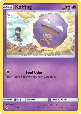 Koffing 073/214 - SM  Unbroken Bonds Reverse Holofoil - for just $0.20! 