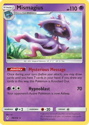 Mismagius 078/214 - SM  Unbroken Bonds - for just $0.20! 