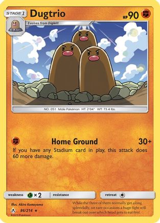 Dugtrio 086/214 - SM  Unbroken Bonds Reverse Holofoil - for just $0.23! 