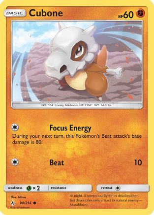 Cubone 090/214 - SM  Unbroken Bonds Reverse Holofoil - for just $0.45! 